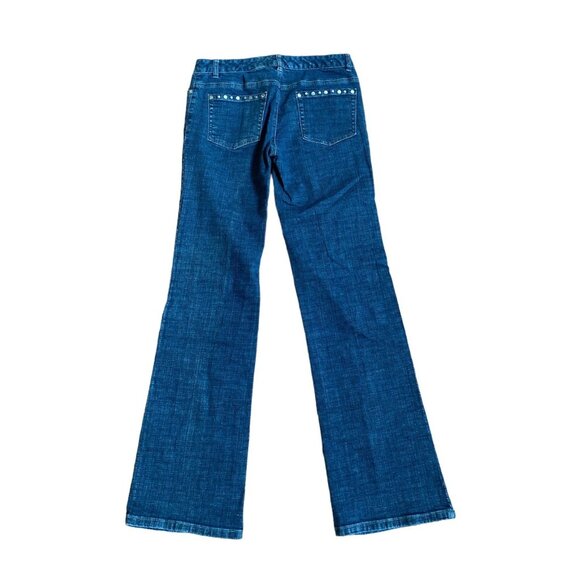 Michael Kors Womens Flared Jeans Size 4 Blue Denim With Studded Back Pockets - Picture 2 of 5